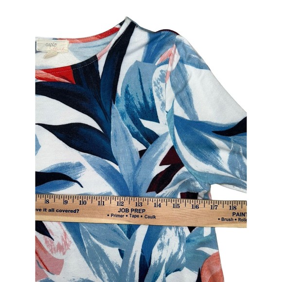 Cupio Womens Colorful Knit Top Tunic Sz M Long Ruched Sleeve Crew Neck Pullover - Picture 7 of 7